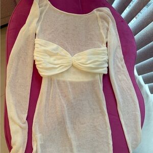 Sheer Cream Long Sleeve Top